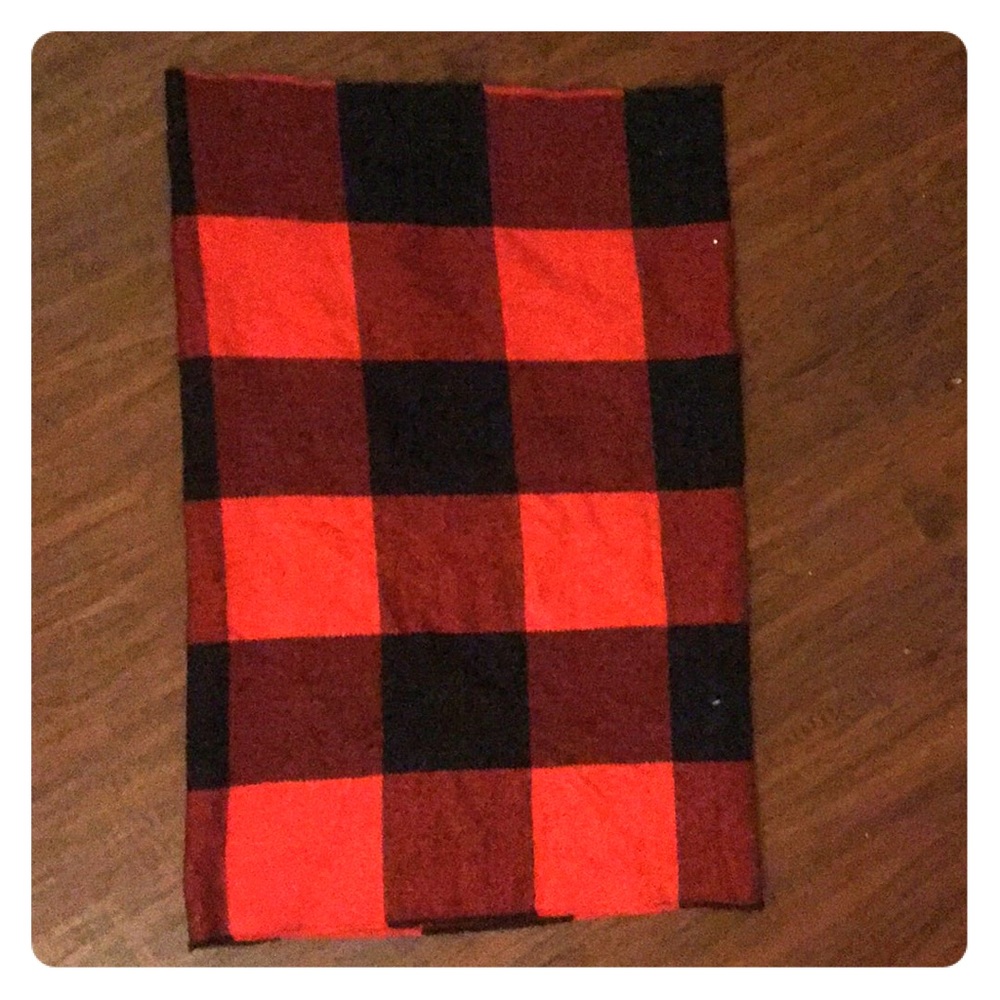 Red and black flannel, plaid circle scarf
